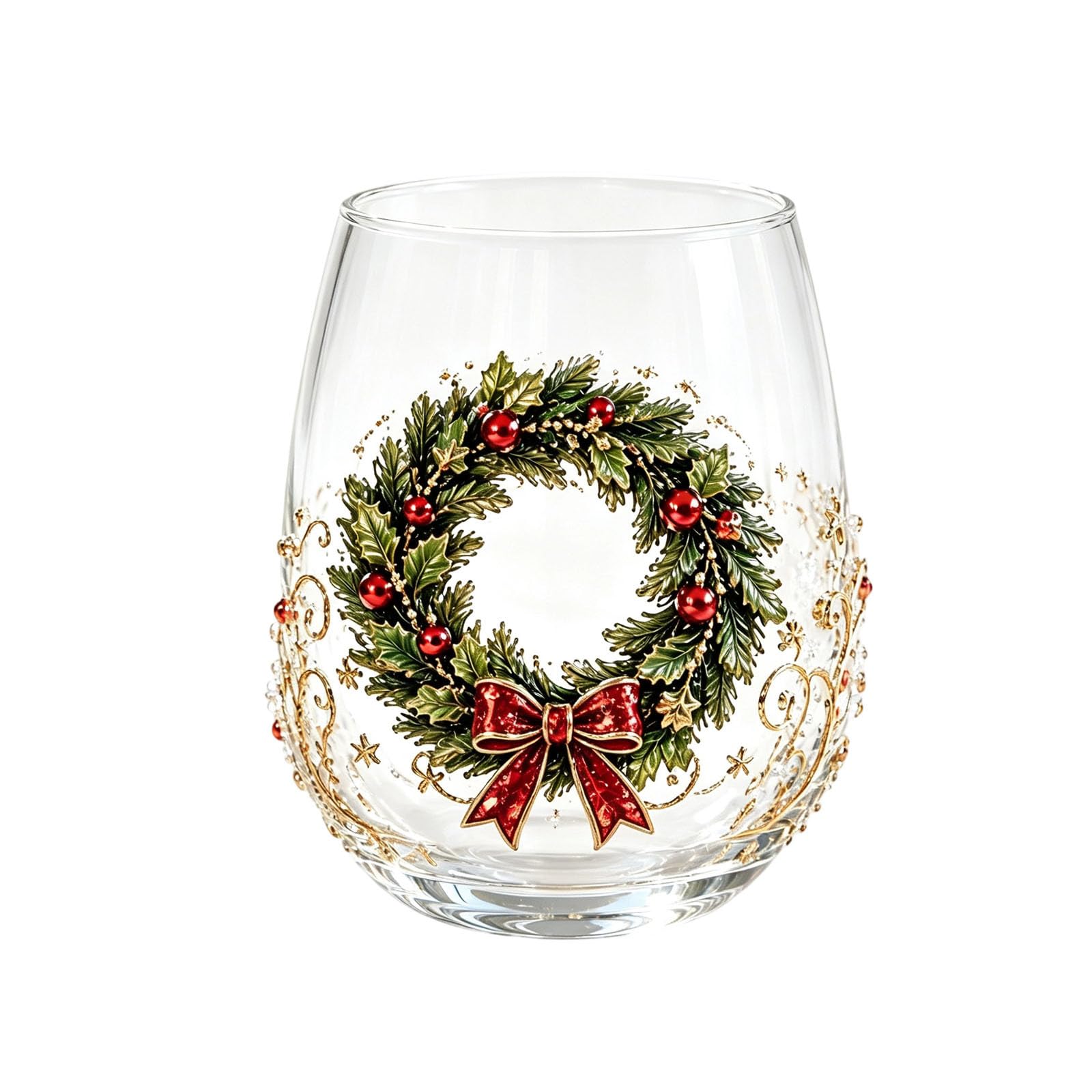 3D Christmas Glass Art Cup, Christmas Cups Glass | Raised Holiday Glassware for Drinks, 3D Santa Stemless Wine Glasses, Glassware for Coffee, Tea, Juice, Milk, Xmas Party Home Festive Decor Gifts