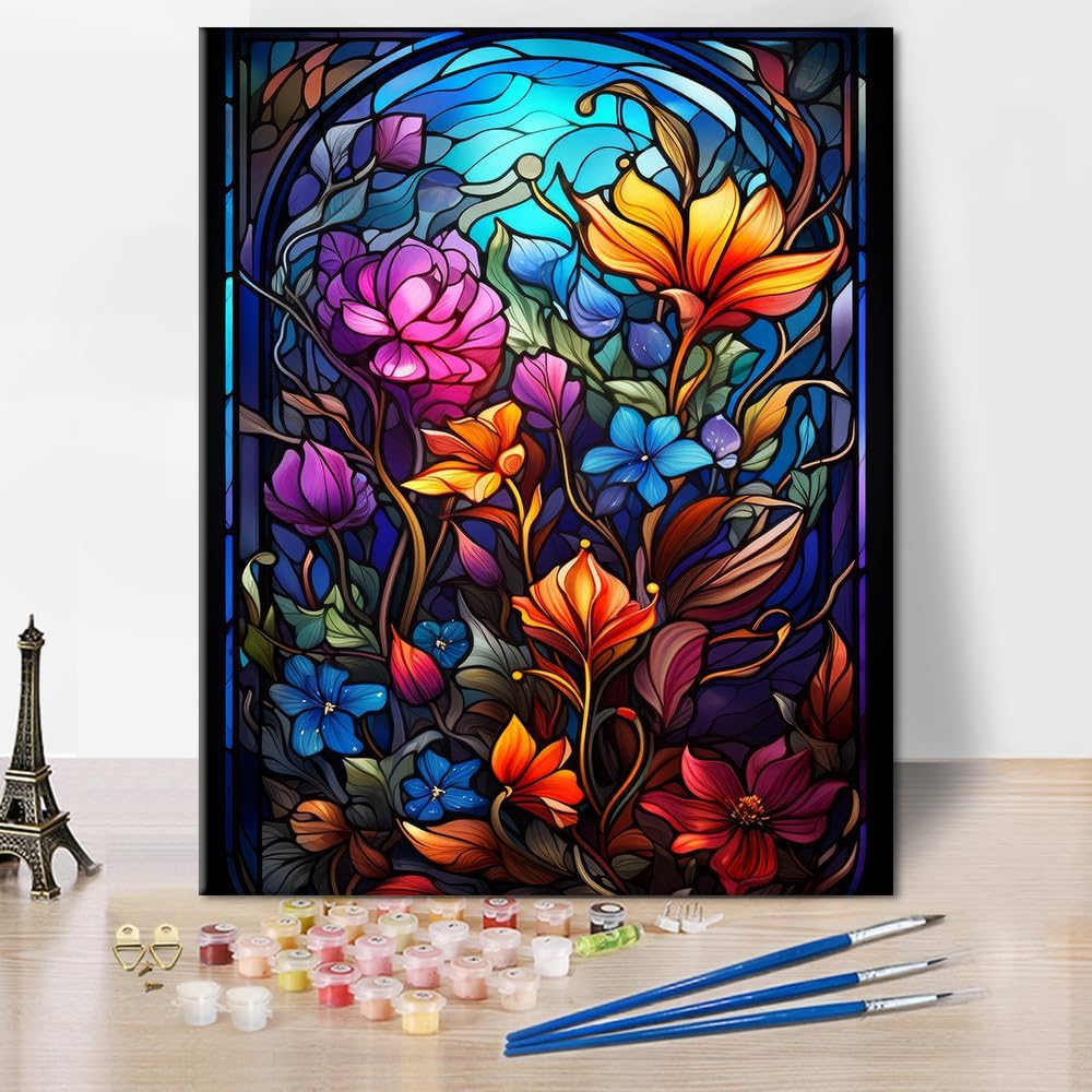 TUMOVO Flowers Paint by Numbers Kits for Beginner, DIY Oil Painting Acrylic Painting by Numbers Arts Craft for Home Wall Decor 16x20inch Frameless, Ideal Gift Choice for Mother's Day
