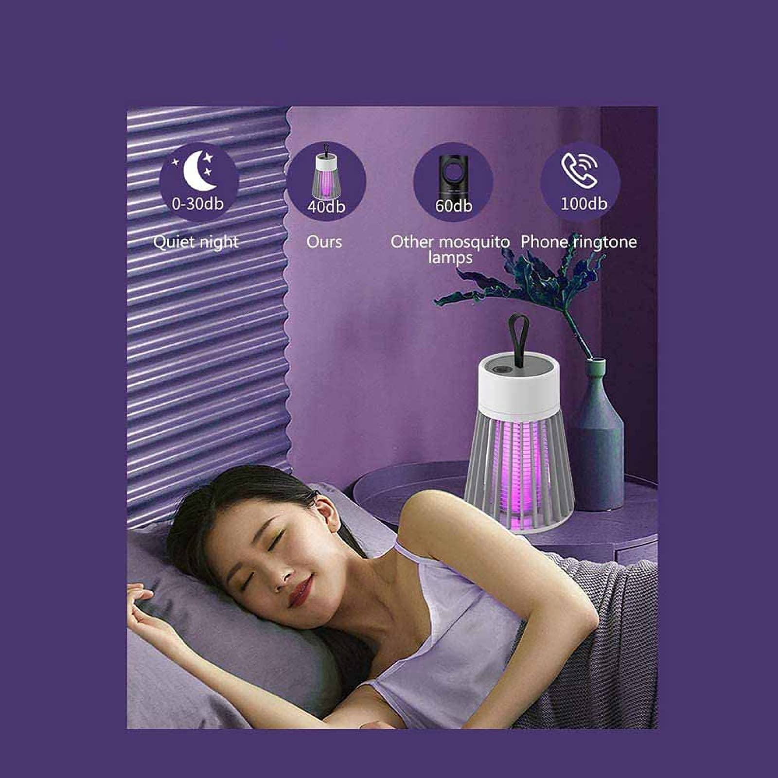 Lampada repellente per zanzare diritta, Lampada trappola per zanzare a LED, Lampada repellente per zanzare portatile, Lampada repellente per zanzare elettrica, Alimentatore USB, Ricaricabile USB (Rica