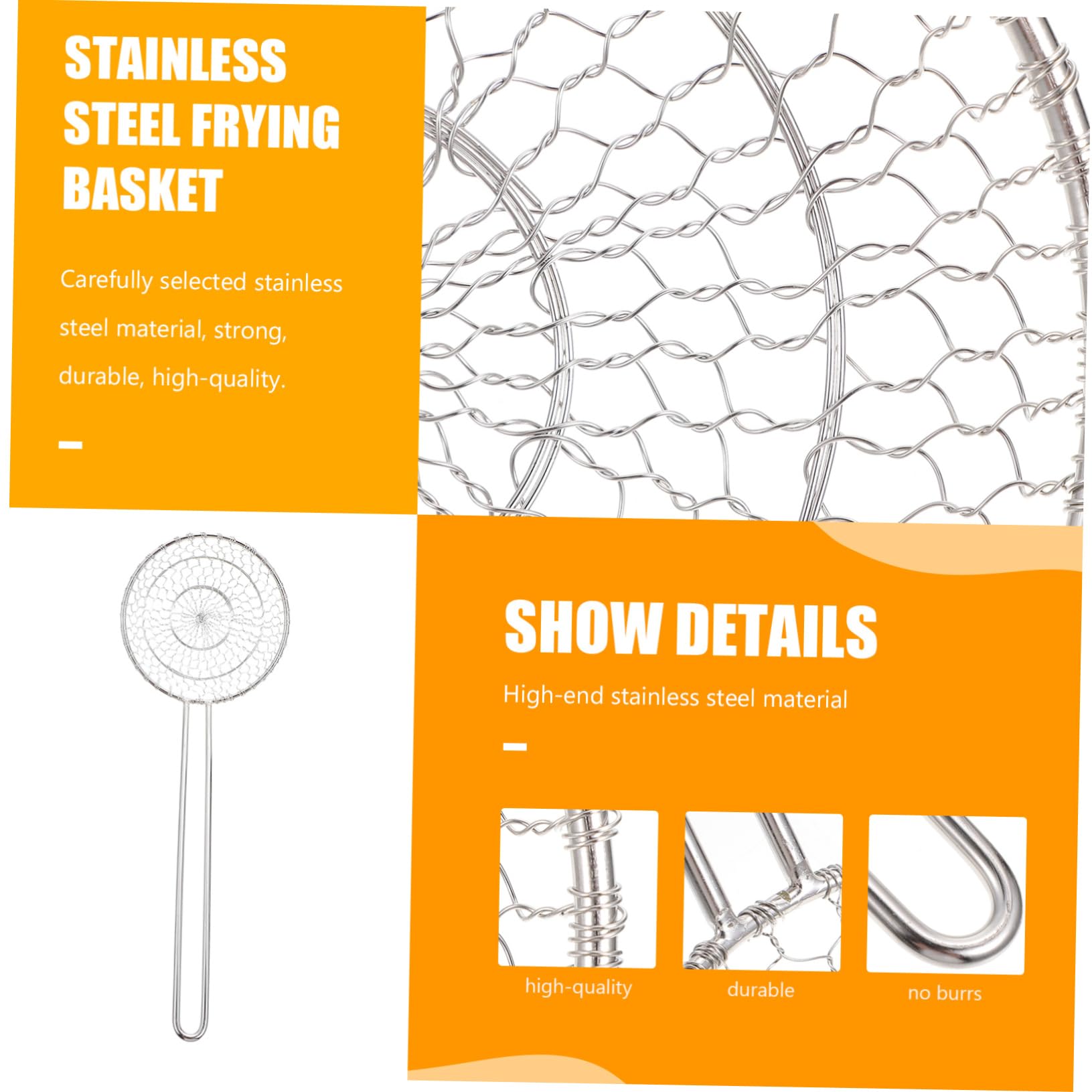 KICHOUSE 1Pc Stainless Steel Skimmer Kitchen Strainer Tool for Rapid Liquid Separation Cooking Utensil for Frying and Sifting