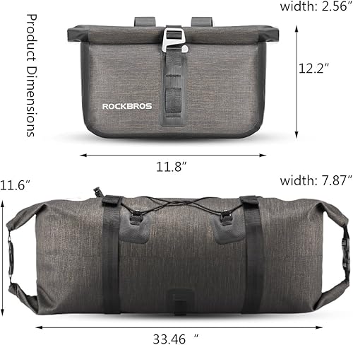 Miniatura 6 de ROCKBROS Bolsas de manillar impermeables 12L-20L Bikepacking Bolsas delanteras 2 paquetes secos para bicicletas de carretera MTB, accesorios de