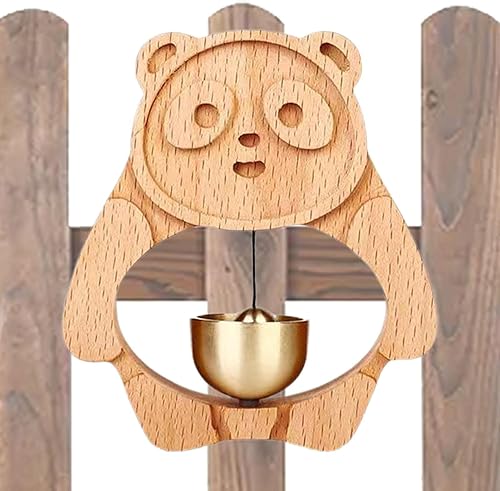 Timbre magnético de madera de panda gigante  Timbre de puerta de madera para puerta de madera, adorno de oficina para entrada de negocios,