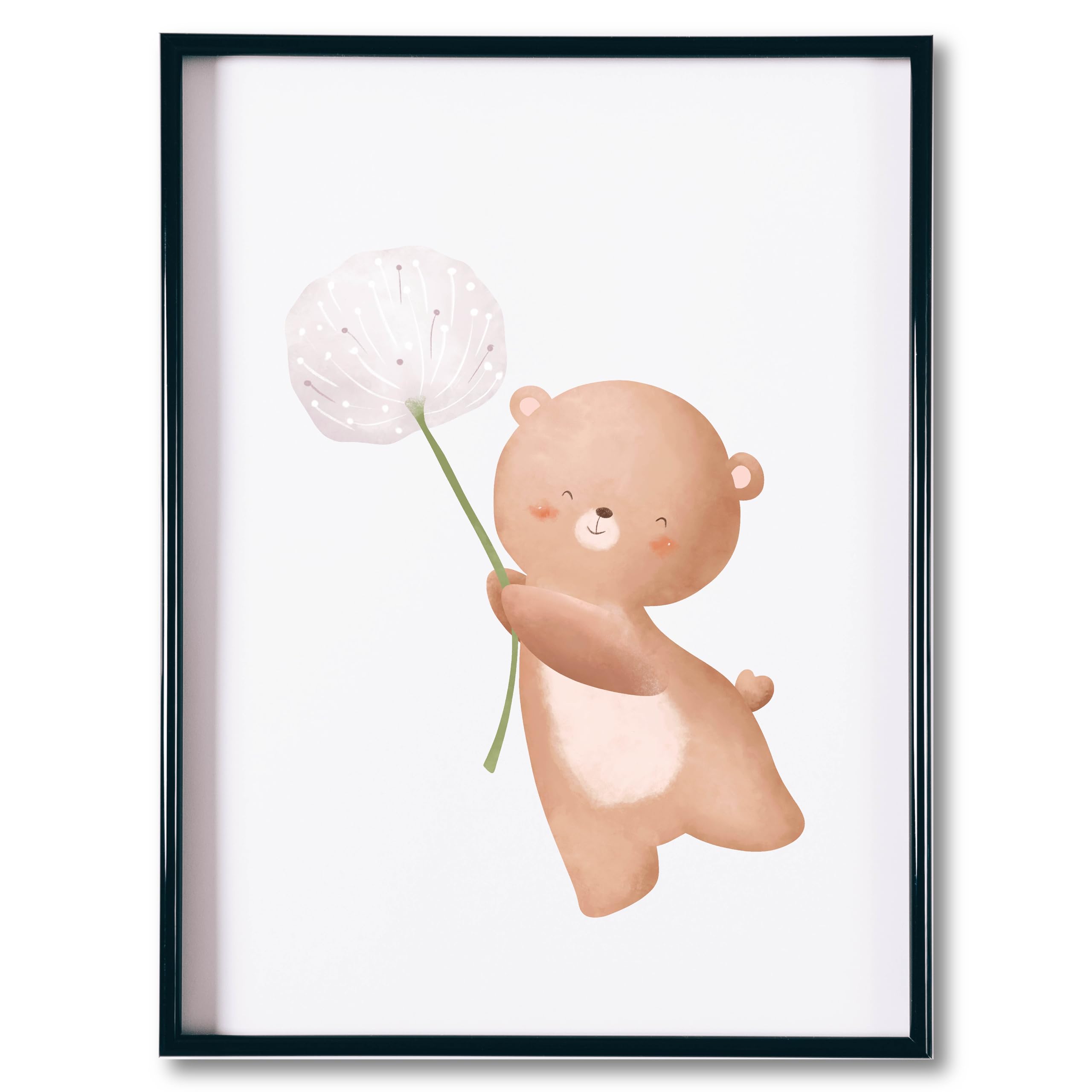 Generisch Damalia | 4 imágenes para habitación infantil | animales felices con flor | póster A4 sin marco de fotos | póster para habitación infantil | niña y niño | aprox. 21 x 30 cm | animales