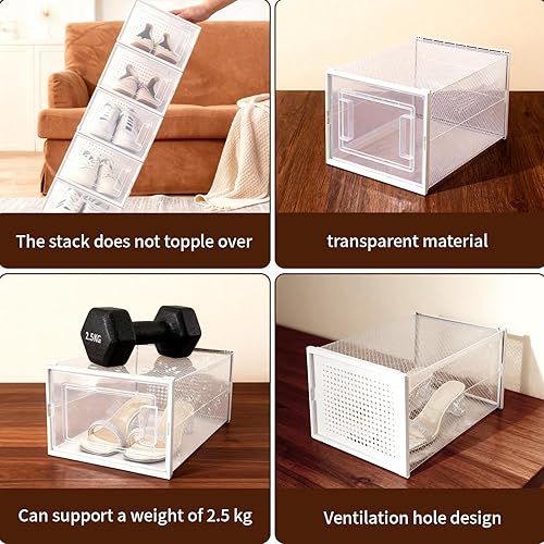 Miniatura 7 de Cajas de zapatos, pilas sin derribar, las cajas de almacenamiento modulares se combinan libremente para su uso en armarios, debajo de camas,