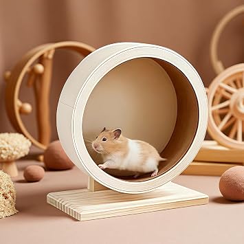 Hamster Wheel, Silent, 7.9 inches 20 cm Diameter, Silent Wheels, Wooden, Quiet, Hamster Pulley, Small Animals, Running, Exercise, Toy, Pet Supplies, Natural |