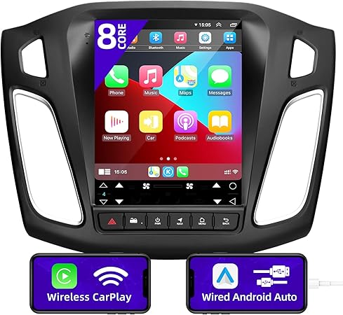 cgogc android10 car radio compatible with android auto wireless carplay for ford focus 2012 2018 8core ips touchscreen stereo fmam bluetooth gps navi