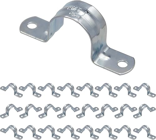 Miniatura 12 de ISPINNER 25pcs 1/2 pulgada Zinc plateado acero EMT Pipe Straps U soporte con 2 agujeros para conducto EMT, fijación de tuberías, tubo de tensión
