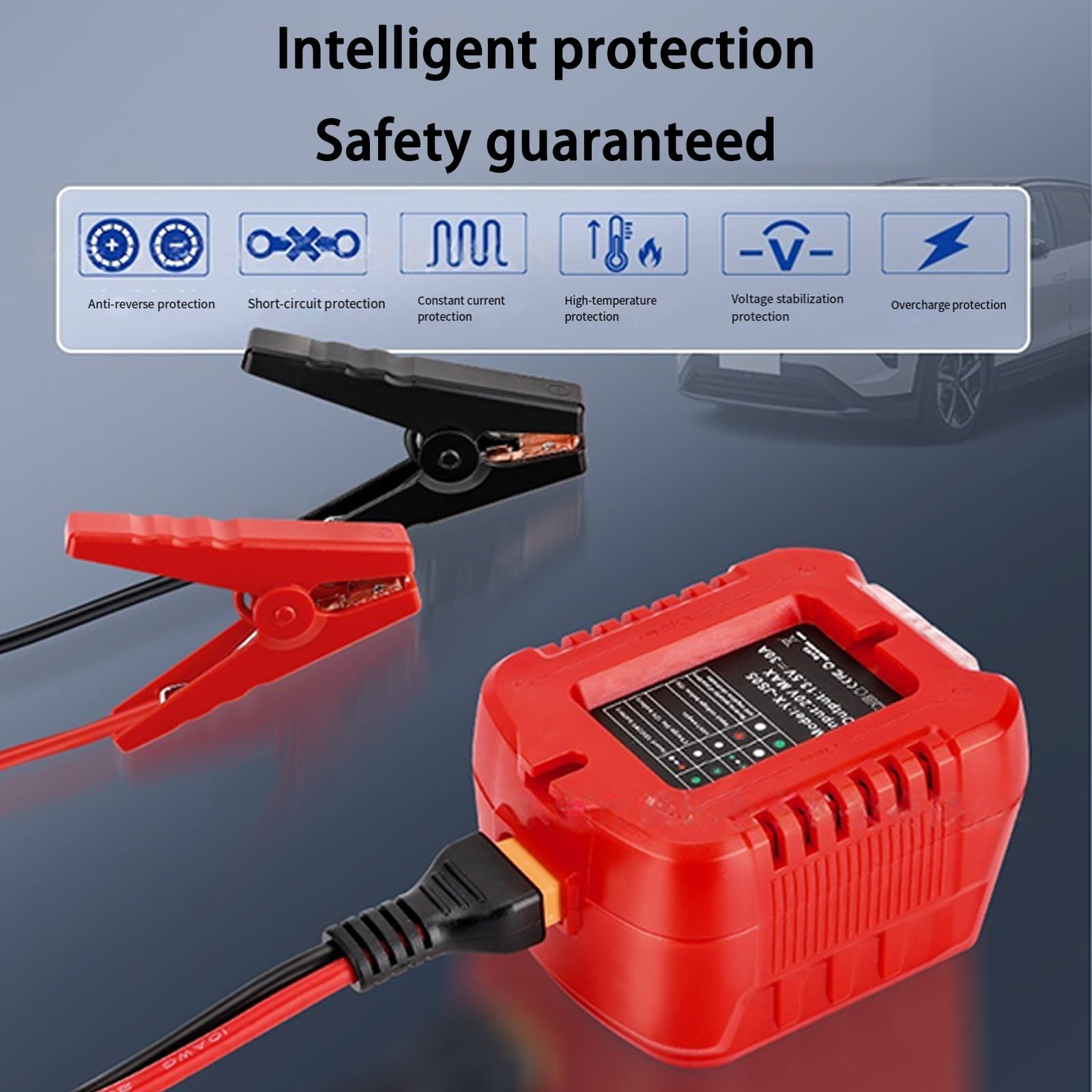 Câble de démarrage avec clip pour batterie 18 V-20 V 10 AWG, câble de démarrage automobile pour démarrage de voiture à l'aide d'outils, adaptateur de charge automobile robuste
