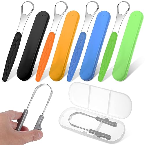 Miniatura 8 de Healifty Paquete de 4 raspadores de lengua con limpiador de lengua en forma de U, raspador de lengua de acero inoxidable para adultos, raspadores de
