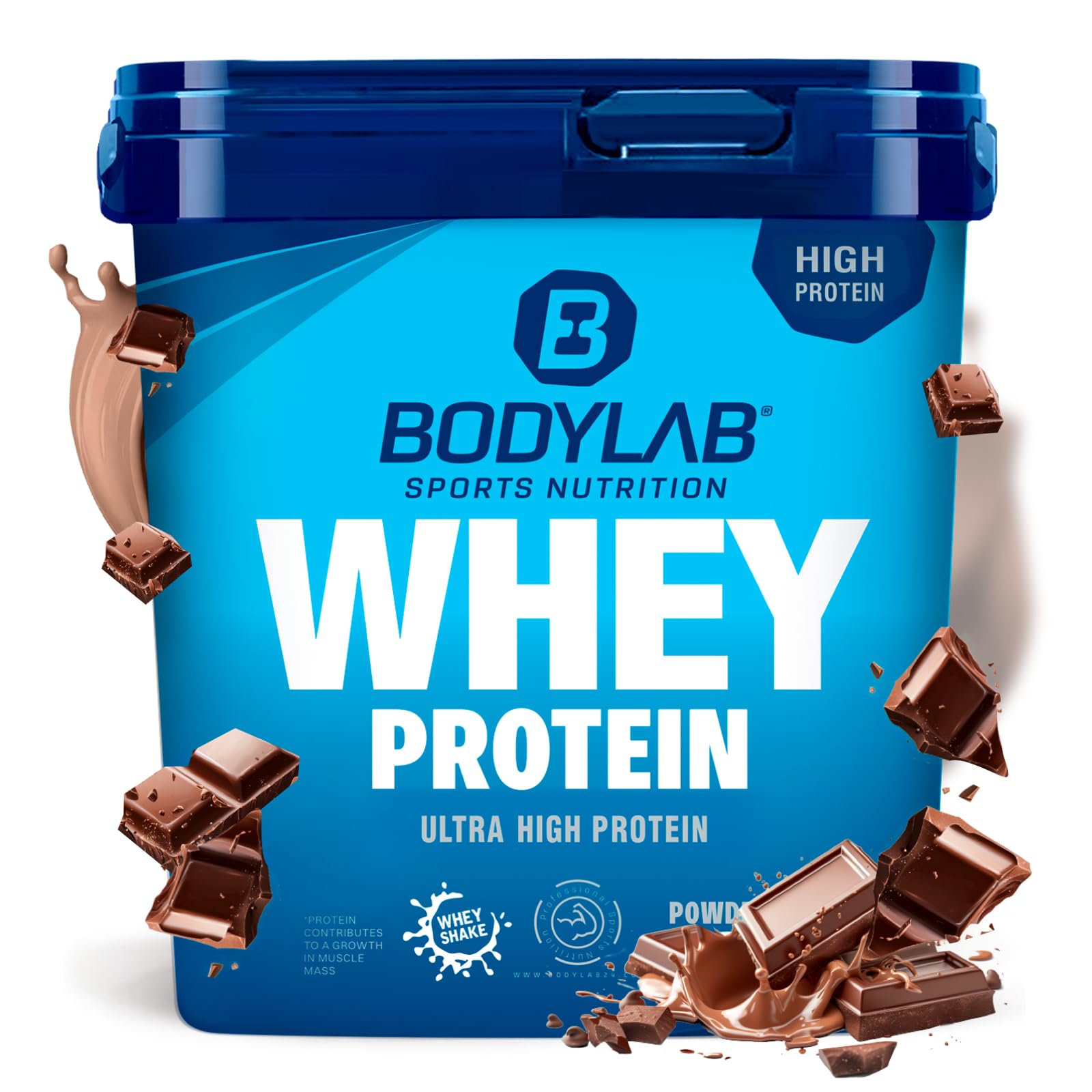Bodylab24 Whey Protein Powder Triplo cioccolato 1kg, proteine per muscoli più forti, whey può promuovere la costruzione dei muscoli, con 80% di proteine, senza aspartamee