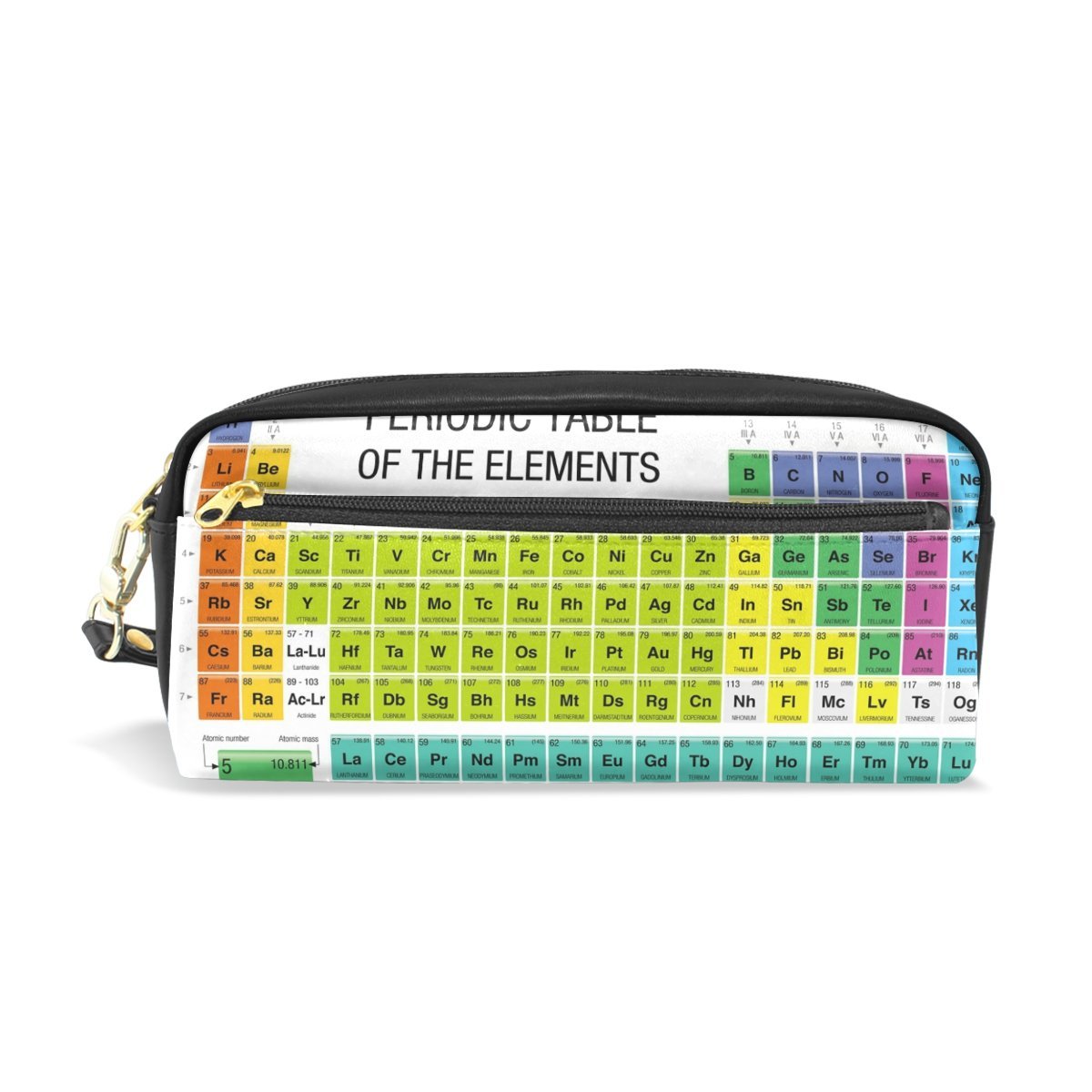 Domoko Chemistry Periodic Table PU Leather Pen Pencil Case Pouch Case Makeup Cosmetic Travel School Bag