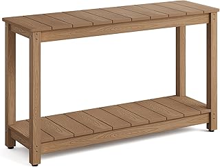 Stoog All-Weather Patio Console Table, 2-Tier Outdoor Table with Adjusta...