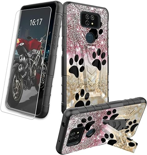 Miniatura 89 de AT&T Calypso 2 (U319AA) Funda con protector de pantalla de vidrio templado resistente con función atril integrado para debut de críquet, ciervo
