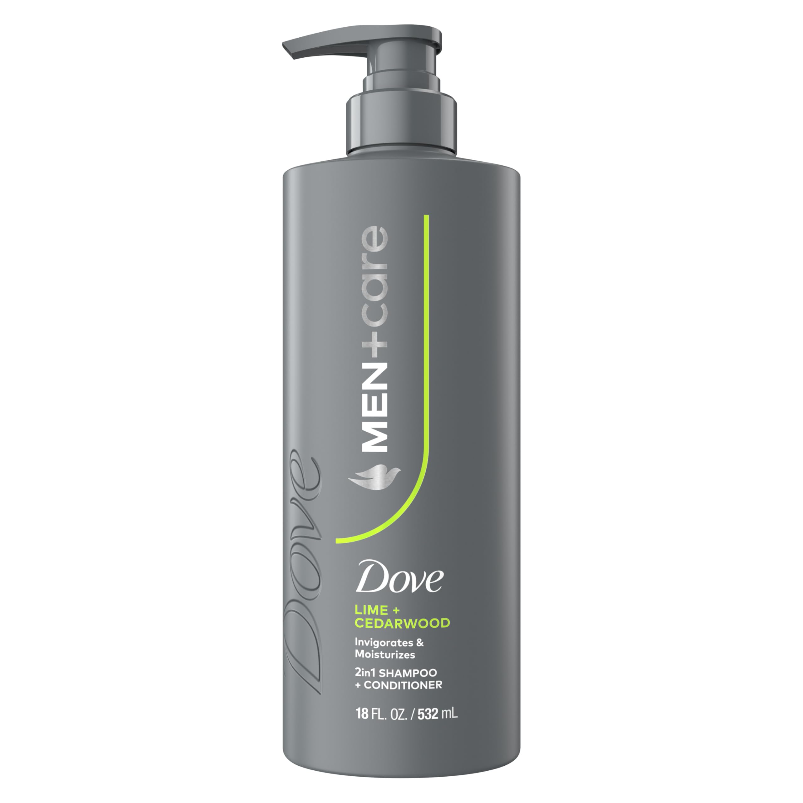 DOVE MEN + CARE Shampoo 1 count Lime & Cedar for Real Hair that Powers Up Hair Strength, with Invigorating & Moisturizing Results, 18 Fl oz