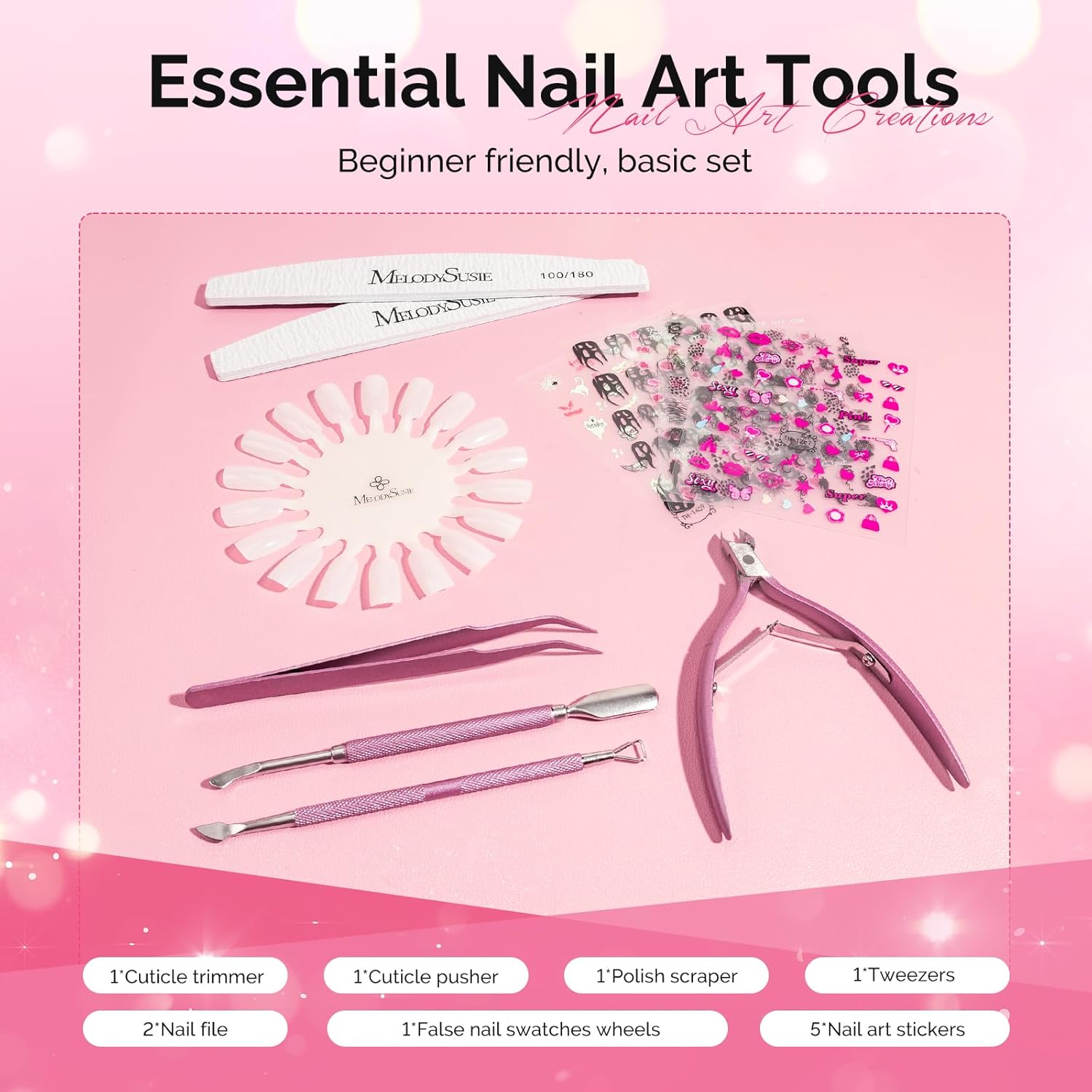 MelodySusie Gel Nail Polish Kit with UV Light P-ART06F- Popular Color Gel with Builder and Baser &Glossy Top Coat Soak Off Includes Nail Art Tools Nail Art Gift for Women & Girls