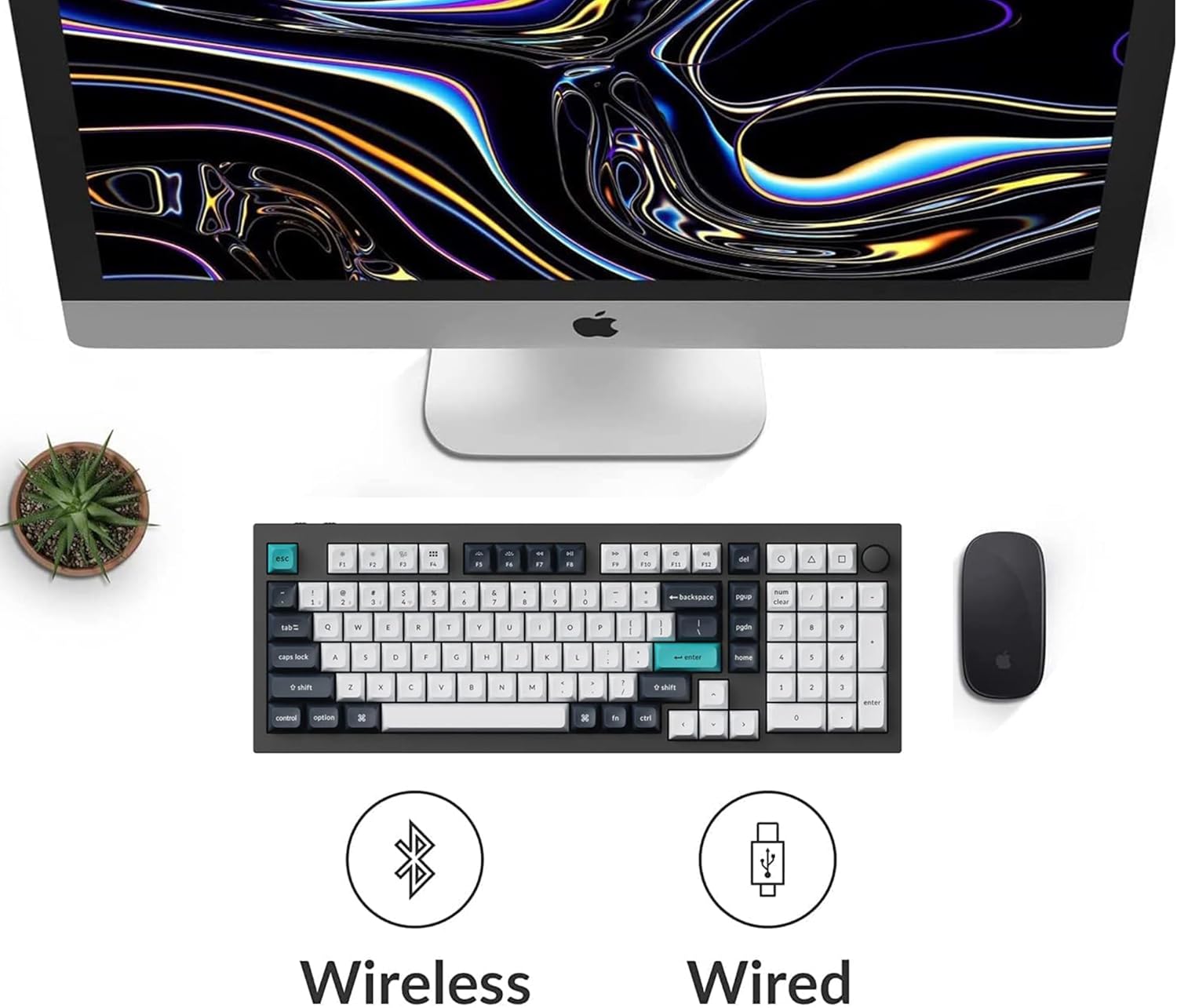 Keychron Q5 Max 96% Layout Full-metal Custom Wireless Mechanical Keyboard With Knob, QMK/VIA Programmable 1000Hz 2.4 GHz/Bluetooth/Wired RGB Backlit for Mac Windows, Gateron Banana Switch-Carbon Black
