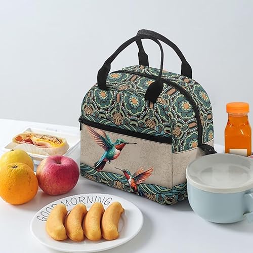 Vista 93 de doginthehole Bolsa de almuerzo portátil de teñido anudado azul, bolsa de almuerzo, organizador reutilizable, hielera para adultos, al aire libre