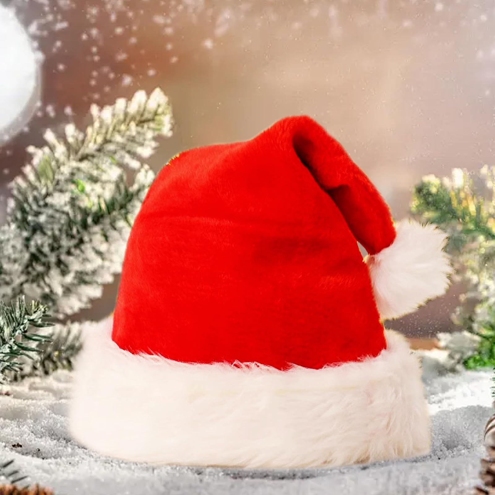 EEPLUYTY Santa Hat, Adult Plush, Pack of 3 Christmas Hats, Red Christmas Hats, Plush, Santa Hats, Adult Style - Image 2