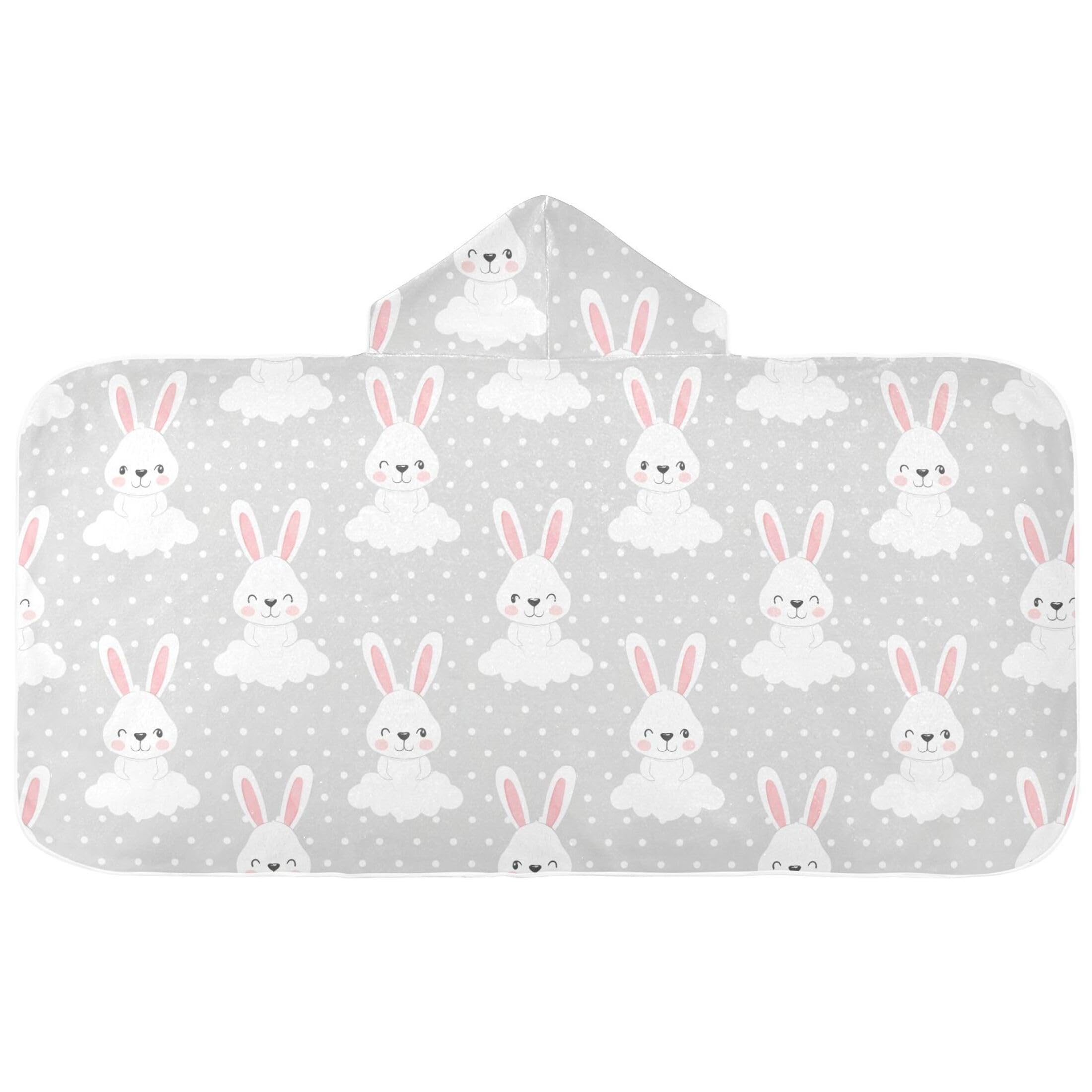Fuauuyl Cute Bunnies Hooded Baby Bath Towel Soft & Breathable Towel for Newborns Infants Toddlers, Nursery Essential