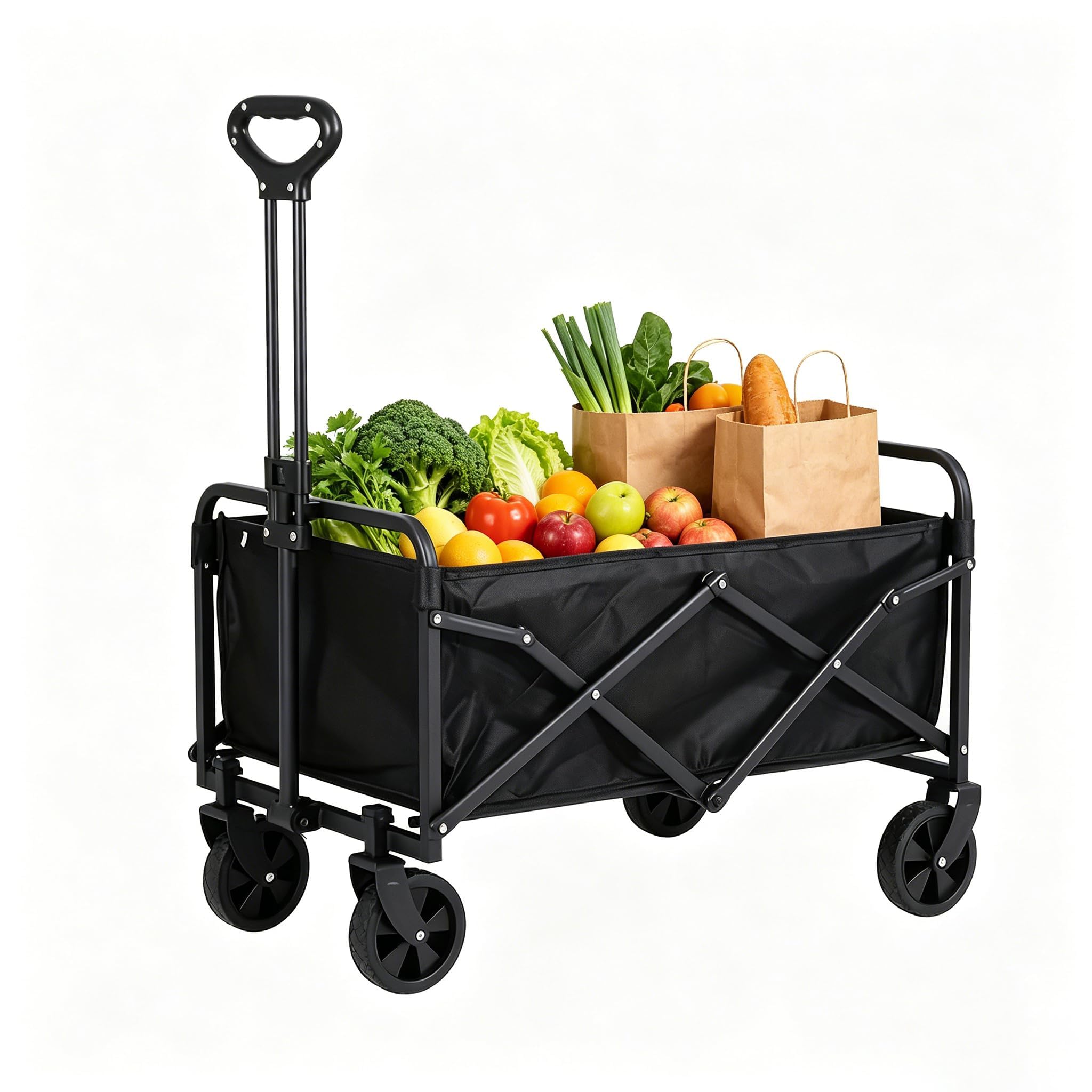 Carrello pieghevole da 100 l, con pneumatici e ruote