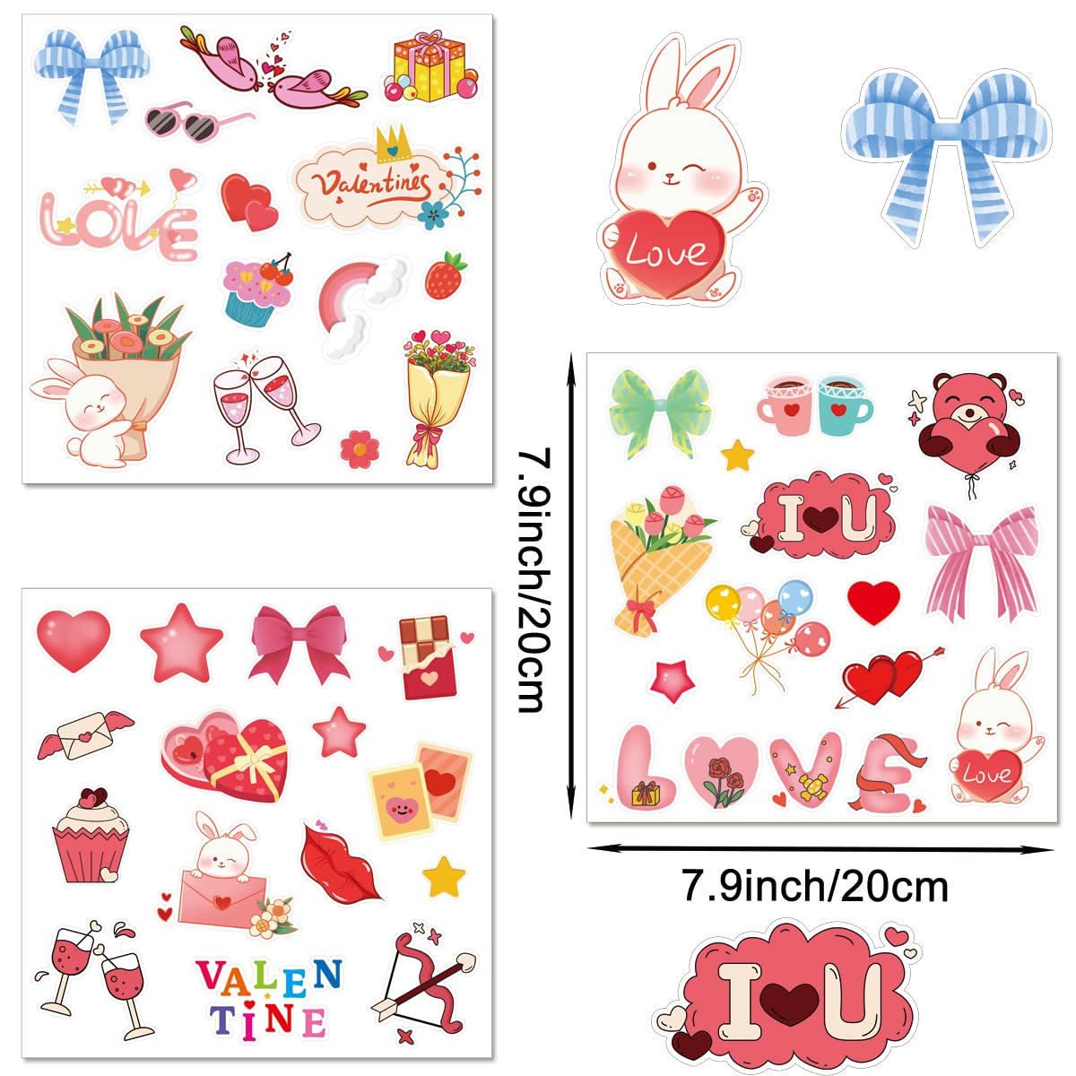 Remerabel 12 Set Valentine’s Day Stickers DIY Craft Heart Art Stickers Valentine’s Day Party Decoration Photo Ornaments - Image 2
