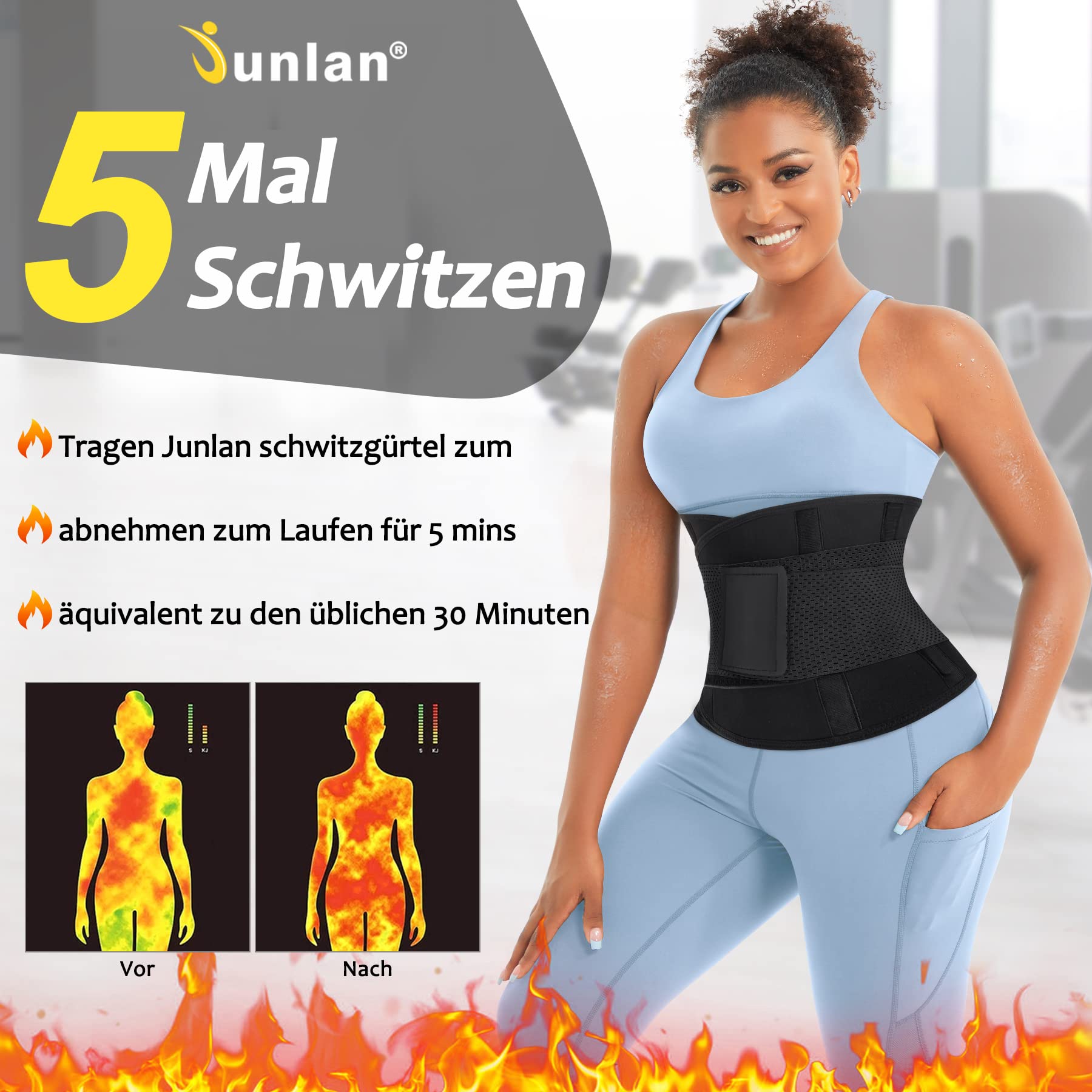 Junlan Bauchweggürtel Korsett Damen Bauchweg Schwitzgürtel Zum Waist Trainer Damen Neopren Gürtel Sauna Fitness