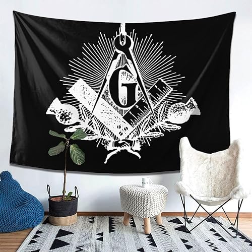 Miniatura 3 de Kkaingg Masonic compass square Tapestry Wall Hanging Tapestry Wall Tapestry for Bedroom Aesthetic Tapestry Hippie Tapestry 80 x 60 in