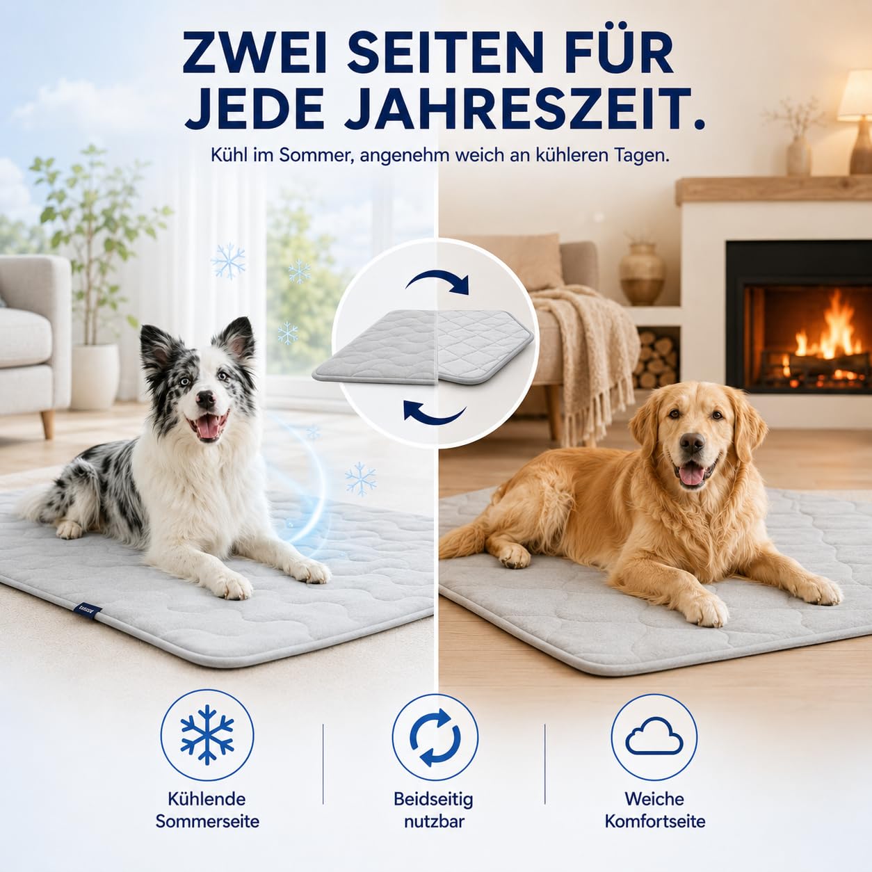 Pfotenchill Kühlmatte, PfotenChill - Die Innovative Kühlmatte für Hunde, S/M/L/XL Pfoten Chill kühlmatte Hund, Sommer Kühldecke hundematte für Zuhause Unterwegs oder im Auto (Grau,L)