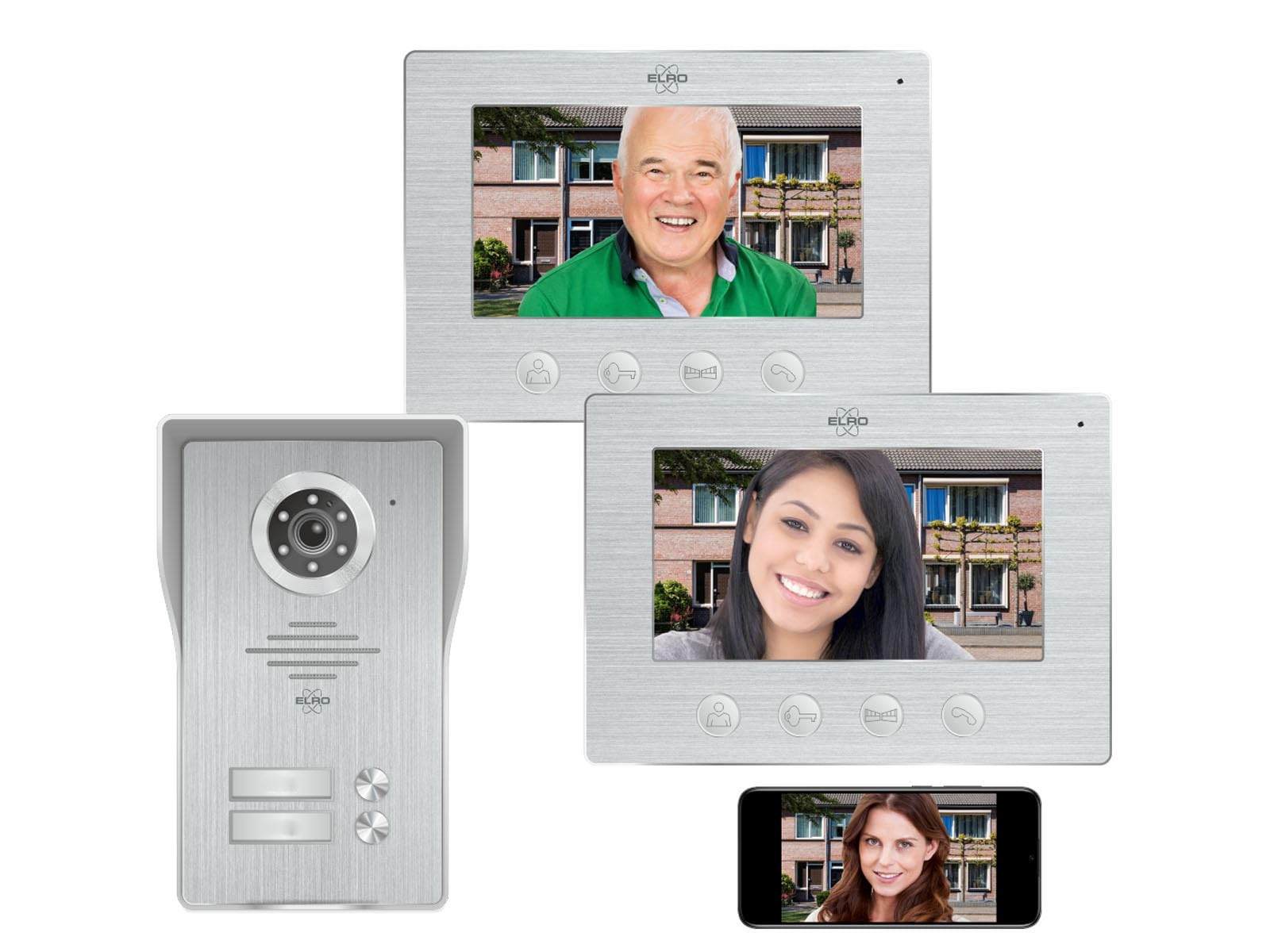Türsprechanlage 2 monitor interni WiFi da 7 pollici, 4 fili con telecamera e apriporta