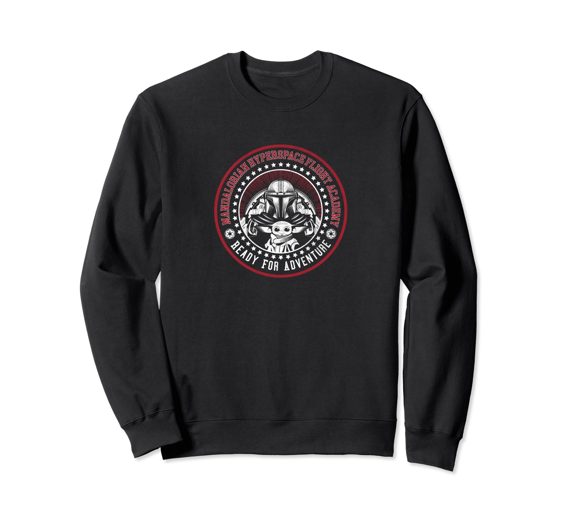 Sweatshirt Star Wars The Mandalorian pull col rond imprimé badge académie
