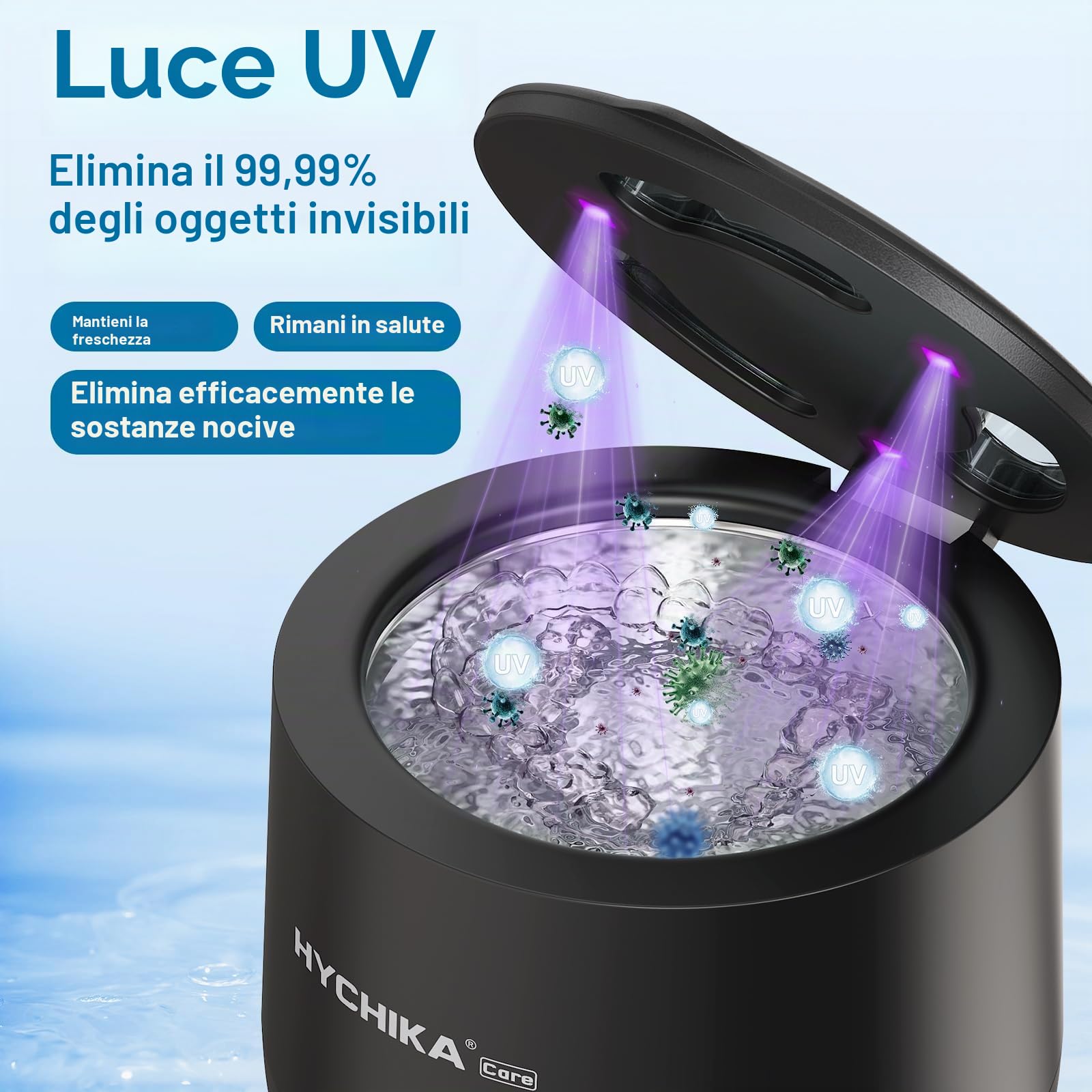 Pulitore Ultrasuoni Apparecchio Denti con Sterilizzatore UV,Alta Frequenza a 45 kHz Clean Pod,4 Modalità per Apparecchi Ortodontici, Bite Notturni, Allineatori ecc.,200 ml,Nero