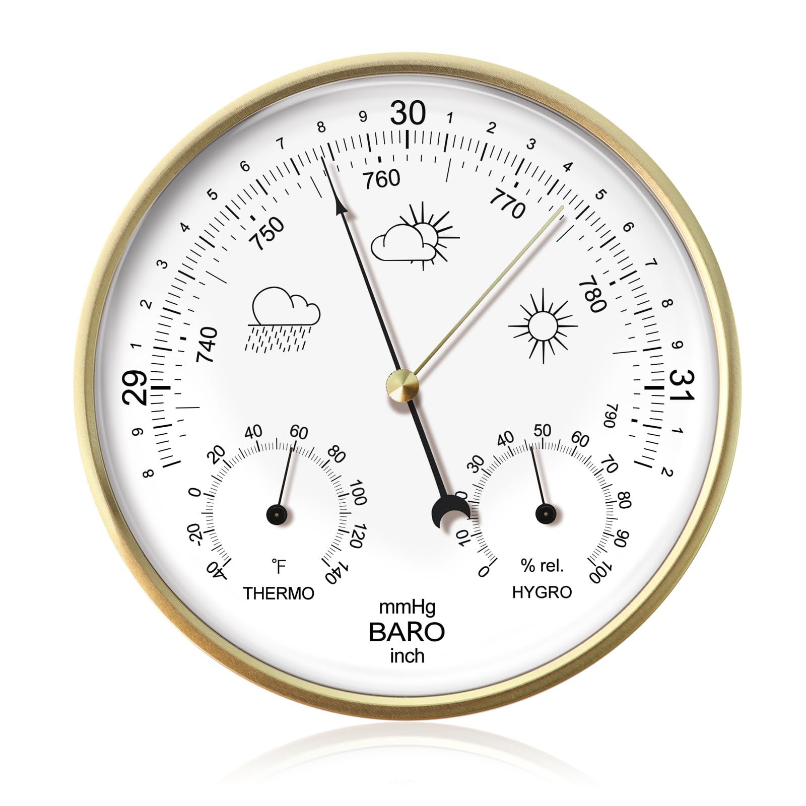 3-in-1 All-Season Wall Hanging Thermometer, Barometer, Hygrometer, Accurate Portable Weather Station, 7in Automatic Calibration Thermometer, Multifunctional Weather Instrument for Home Indoor Outdoor-picture-31