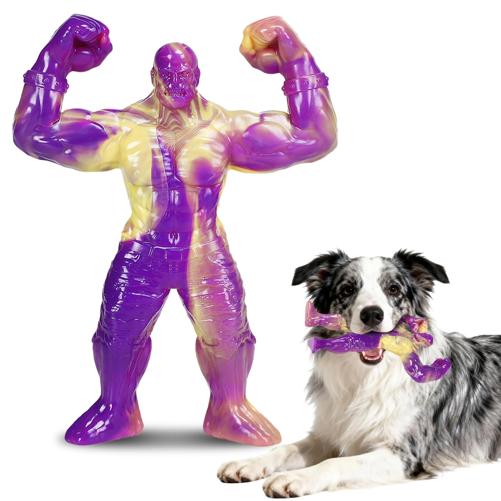 Herspany Indestructible Dog Chew Toy for Aggressive Chewers, Beef-flavored Nylon Clean Teeth and Relieve Boredom for Small, Medium, Large Dogs (Muscle)