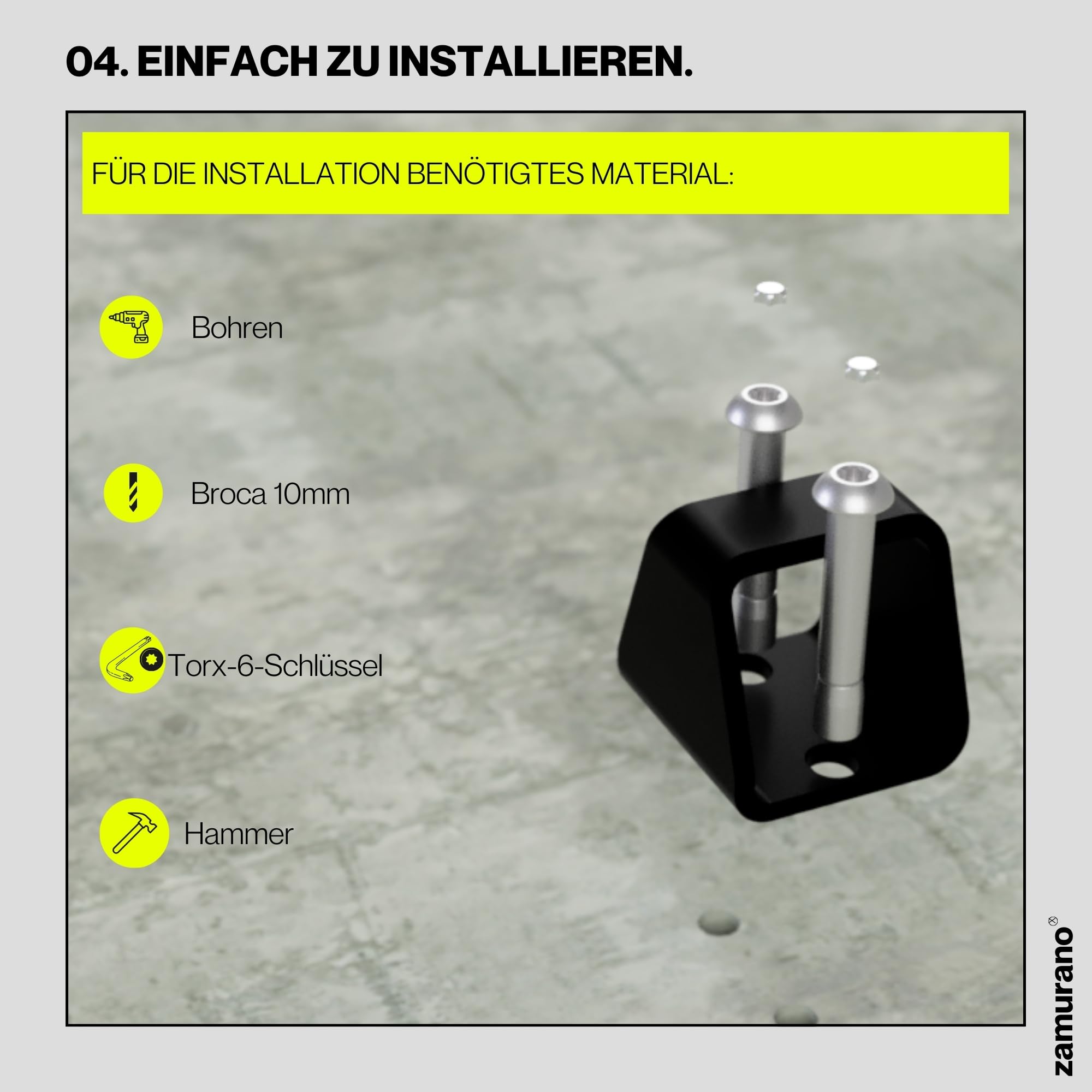 Hochsicherer Kettenanker gegen Diebstahl. Ideal für Motorräder und Fahrräder. Boden- oder Wandklemme. (2)