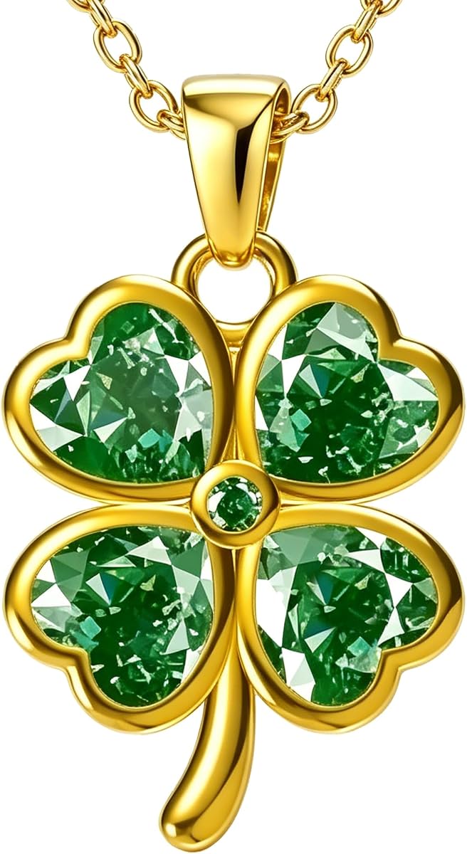 Midari Four Leaf Clover Necklace for Women 18K Gold Clover Pendant Lucky Charm Jewelry Birthday Gifts for Mom Wife Daughter