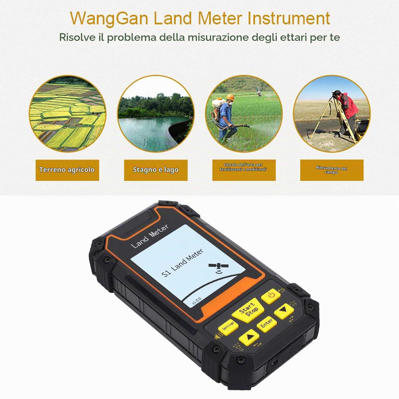 Handheld GPS Superficie Trail Misuratore, Misuratore GPS per Rilievi Topografici Schermo Lcd da 2,4 Pollici Tester Portatile GNSS per Superficie Terrestre E Distanza, per Terreni Agricoli, Laghi