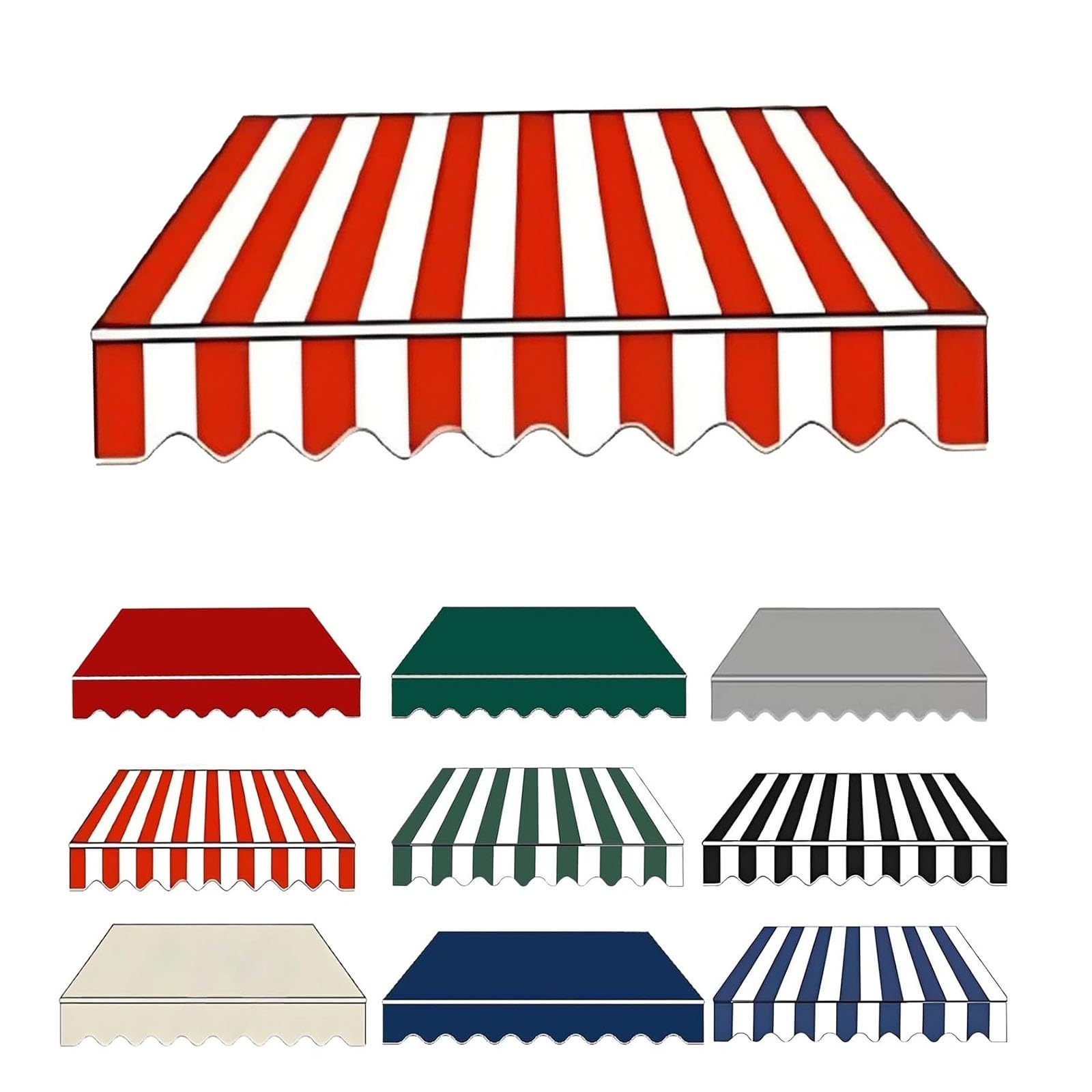 2.0m 2.5m 3.0m 3.6m 4m 5m Durabla Garden Awning Replacement Fabric Top Cover Front Valance, Window Awning Cover Waterproof, Awning Fabric Replacement(Red white,500x300cm)