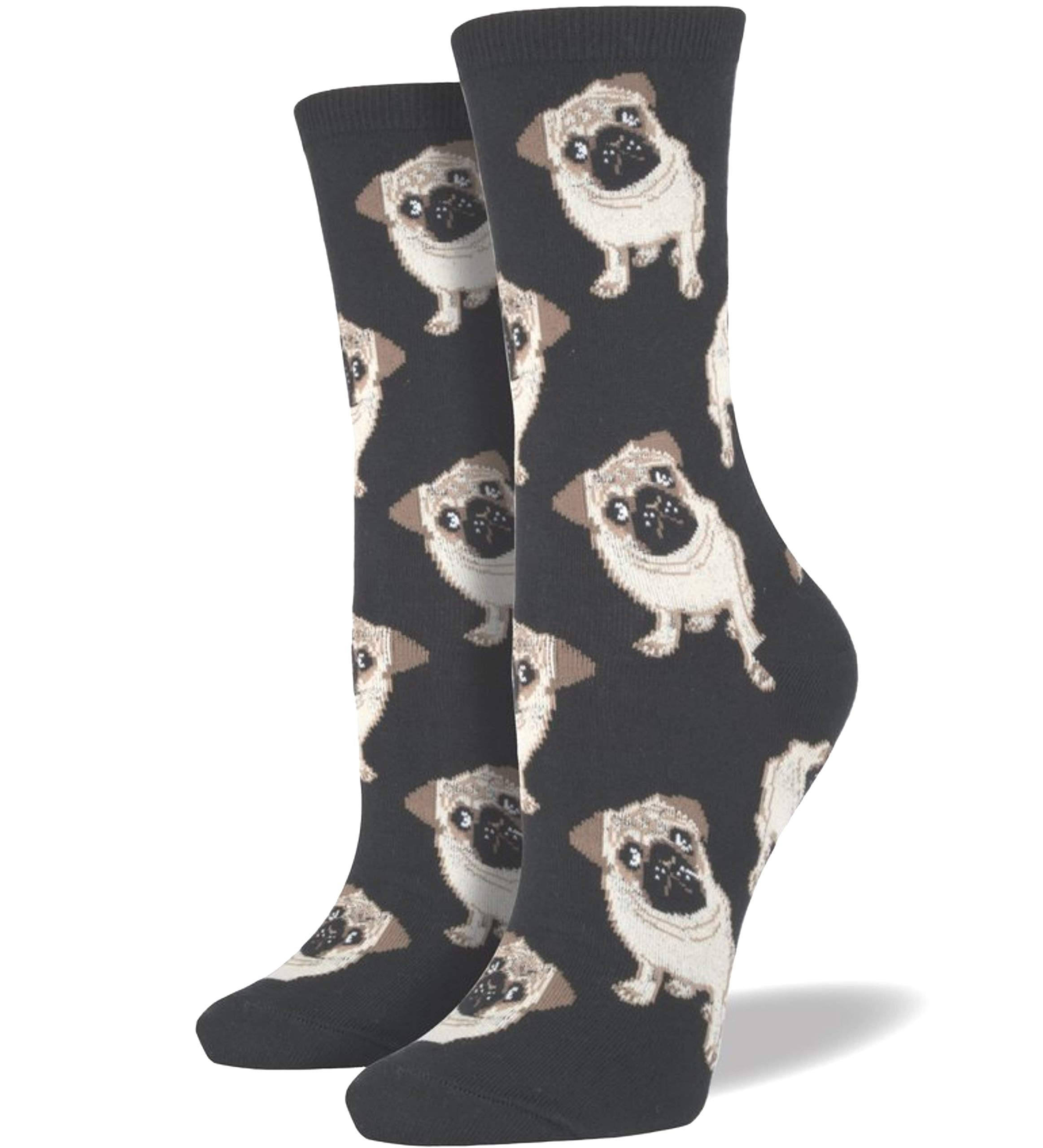 Socksmith Women's Black 'Pugs' Pug Design Socks One Size Dog Lover Gift Stocking Filler