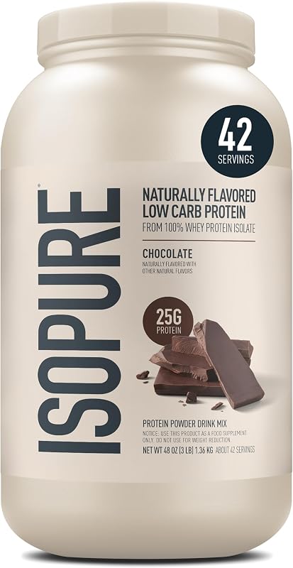 Isopure Low Carb Natural Whey Isolate Protein Powder, Chocolate 3 LB