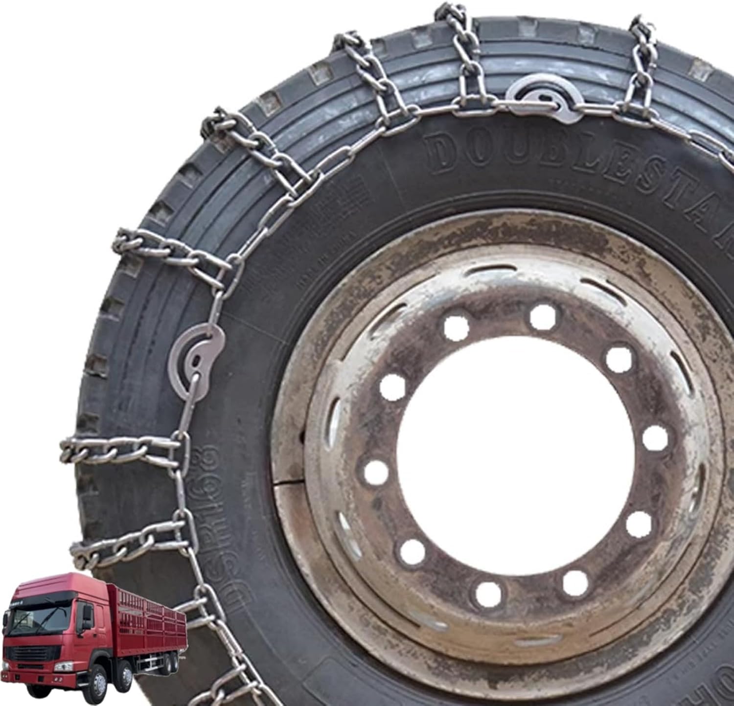 9mm Set of 2 Heavy Duty Snow Chains for Suvs and Cars Skid Traction Chains High Strength Manganese Emergency Use for Tire Reliable in Icy road 9R22.5 2pcs 315/70R22.5