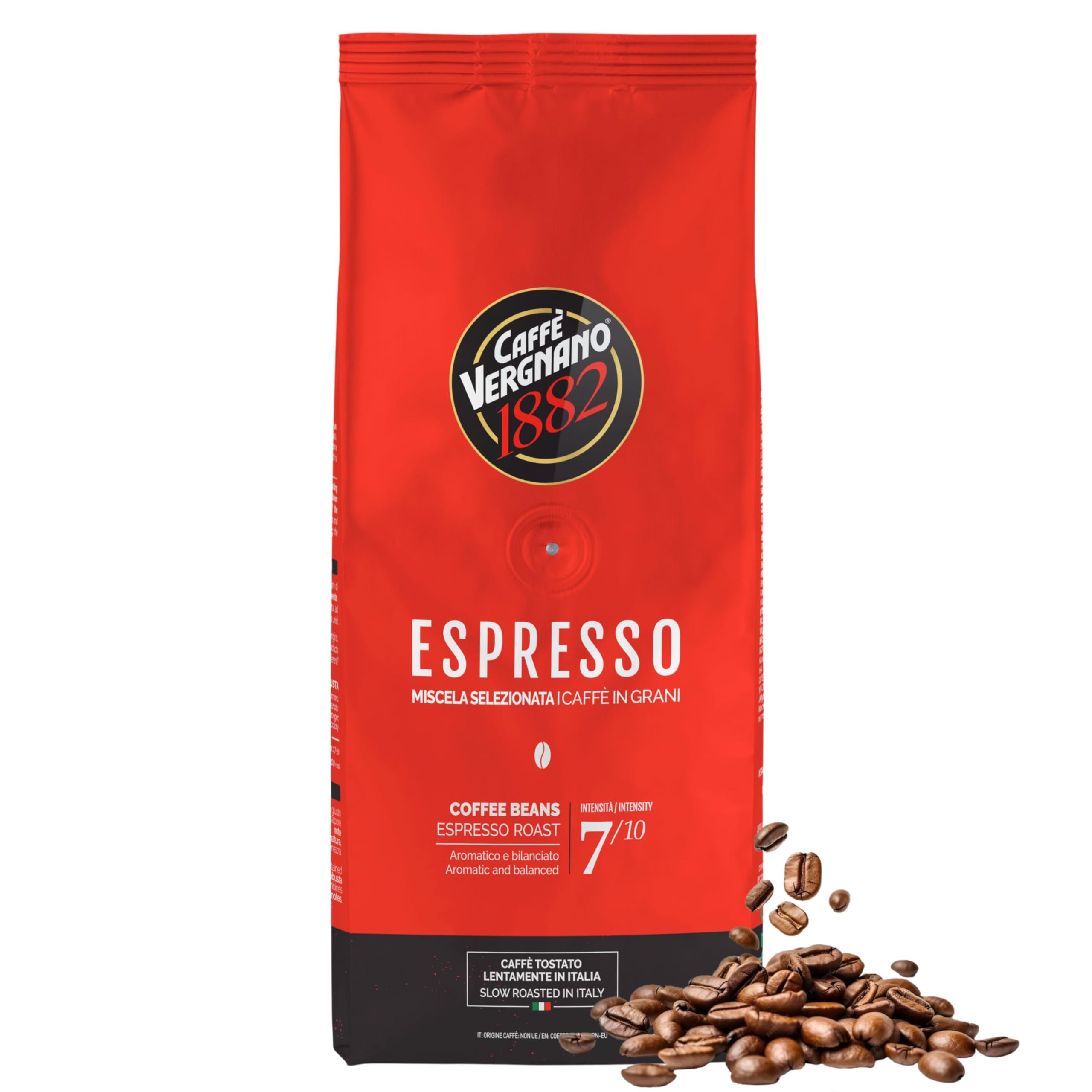 Caffe Vergnano 1882 Espresso Whole Bean Coffee, Medium Roast Arabica 2.2 lb Bag – Italian Flavor with Chocolate, Nut & Caramel Notes, Perfect for Fall Espresso Martinis & Halloween Hosting
