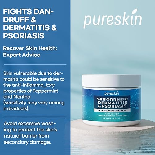 Miniatura 6 de PURESKIN Crema de dermatitis seborreica ketoconazol tratamiento de eccema de psoriasis - Alivio extra para la piel irritada en escamas del cuero