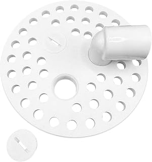 6-1/2 Inch Plastic Floor Drain Cover with 3 Threaded Drain Ports, Includes 4 Threaded Pipe Fittings, Replacement Floor Strainer Kit 6.5" JR1002