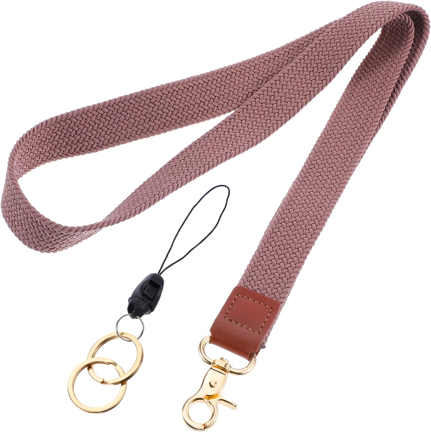 Ptwola ストレッチネックストラップ 織ネックレス キーリング キュート ロング IDバッジ ストラップ 美的キーホルダー ブレスレット