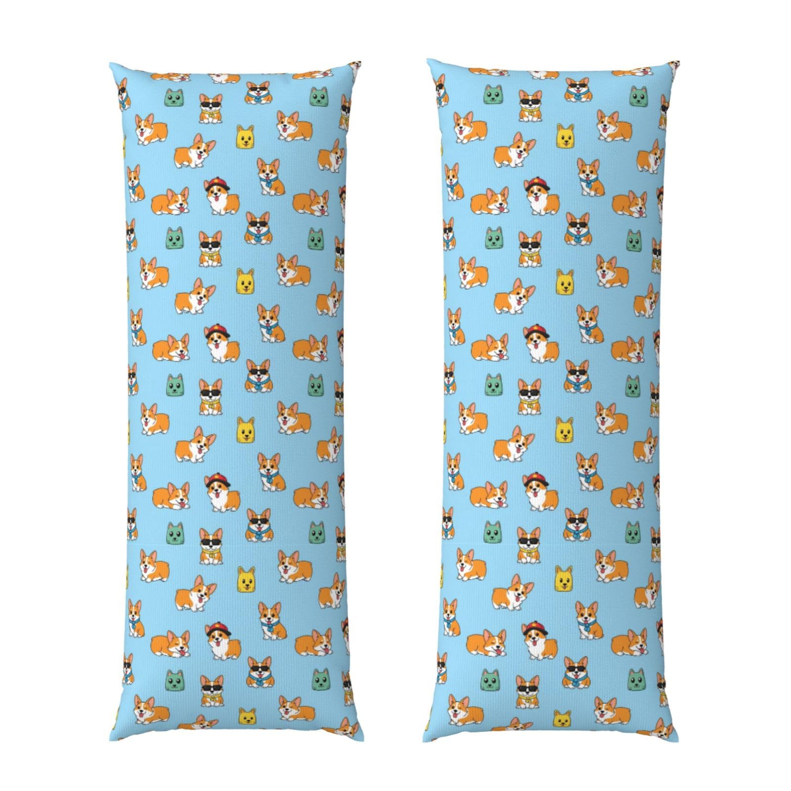 Body Pillow Cover 20x54 Inch, Corgi Funny Dogs, Plush Velvet Long Pillowcase with Zipper, Softffy Rectangular Case for Couch Bed Hotel Decor