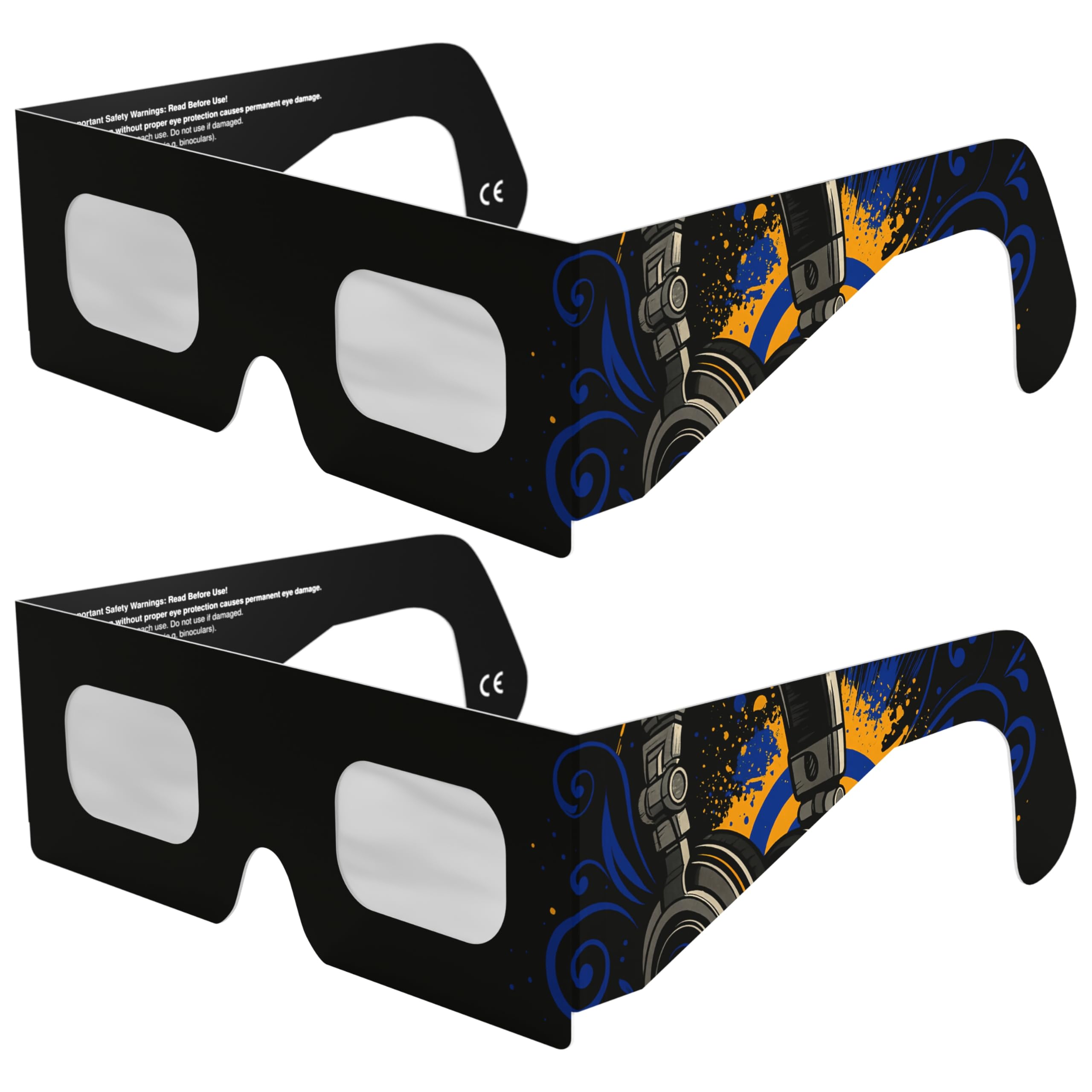 Solar Eclipse Glasses ISO 12312-2 CE Certified | Safe Solar Viewing Glasses UK | Paper Cardboard Frame | Total Solar Eclipse August 2026 | Made in EU | 2 Pack | Music โ image 1