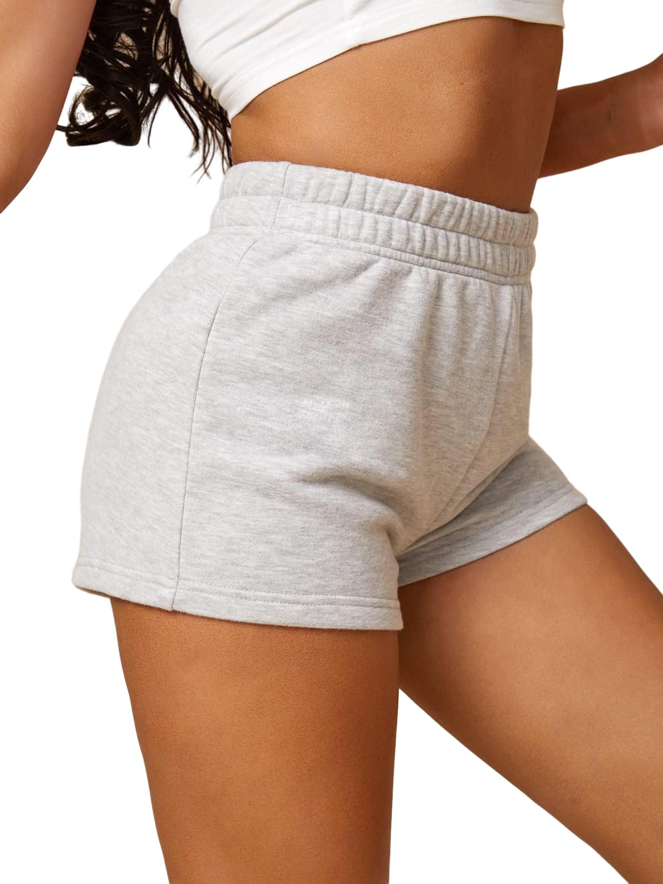 Floerns Women's Elastic High Waist Track Sweat Summer Workout Causal Lounge Shorts Light Grey Small