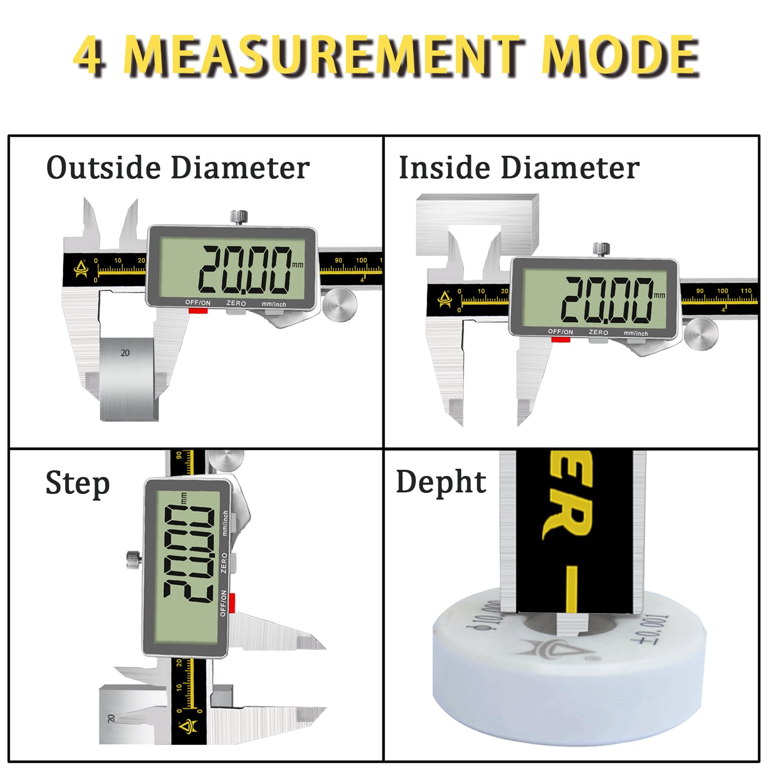 Calibro Digitale,Calibri in Acciaio Inox da 150mm con Display LCD e Batteria di Backup,Auto-Off,Calibro Elettronico Digitale Professionale per Misurzione Esterne,Interne,di Profondità e Passo
