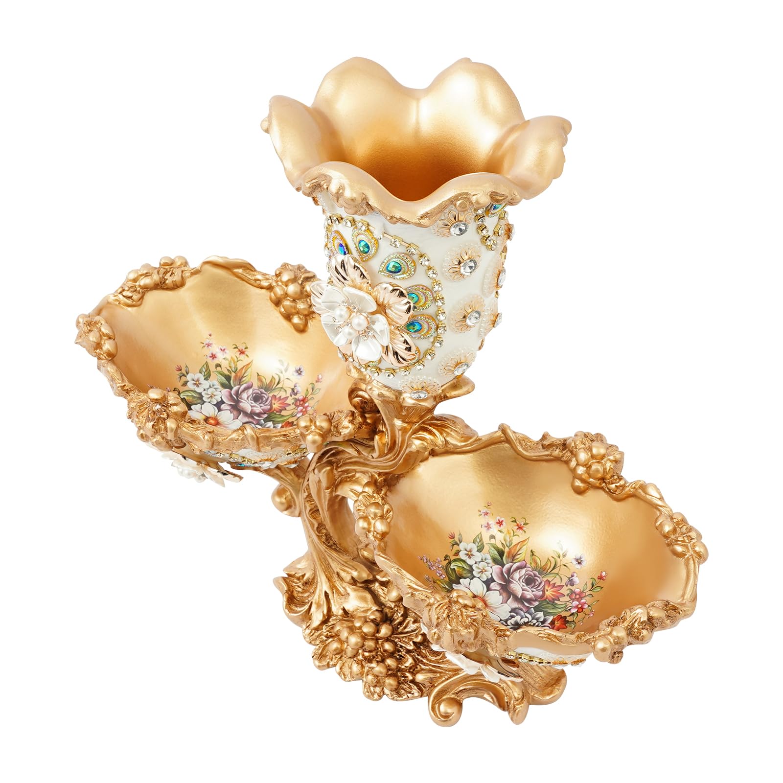 NEATOOM 2 Tiered Fruit Bowl, Countertop Resin Fruit Bowl Plate with Stable Base, Decorative Fruit Bowls for Kitchen, Dining Room, Living Room