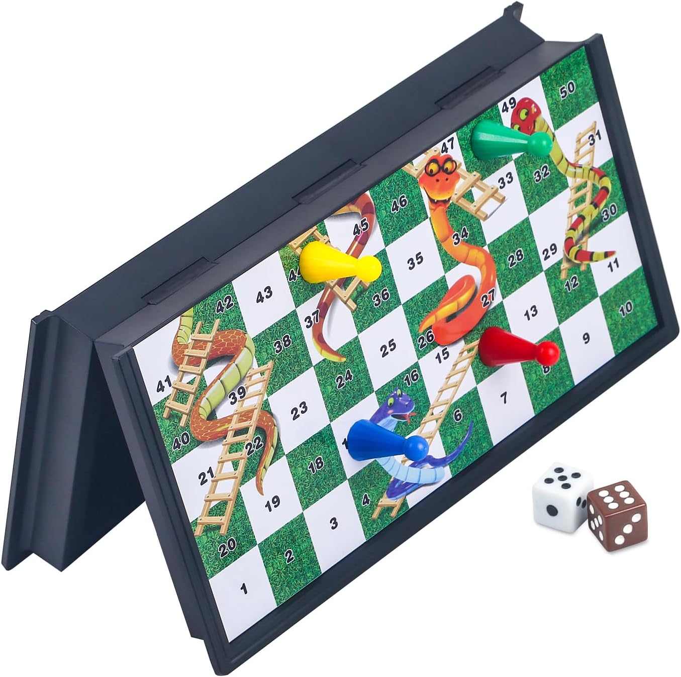 Snakes and Ladders Board Game Set-9.8", Magnetic Folding Travel Game, Family Fun Toys/Gift for Kids and Adults